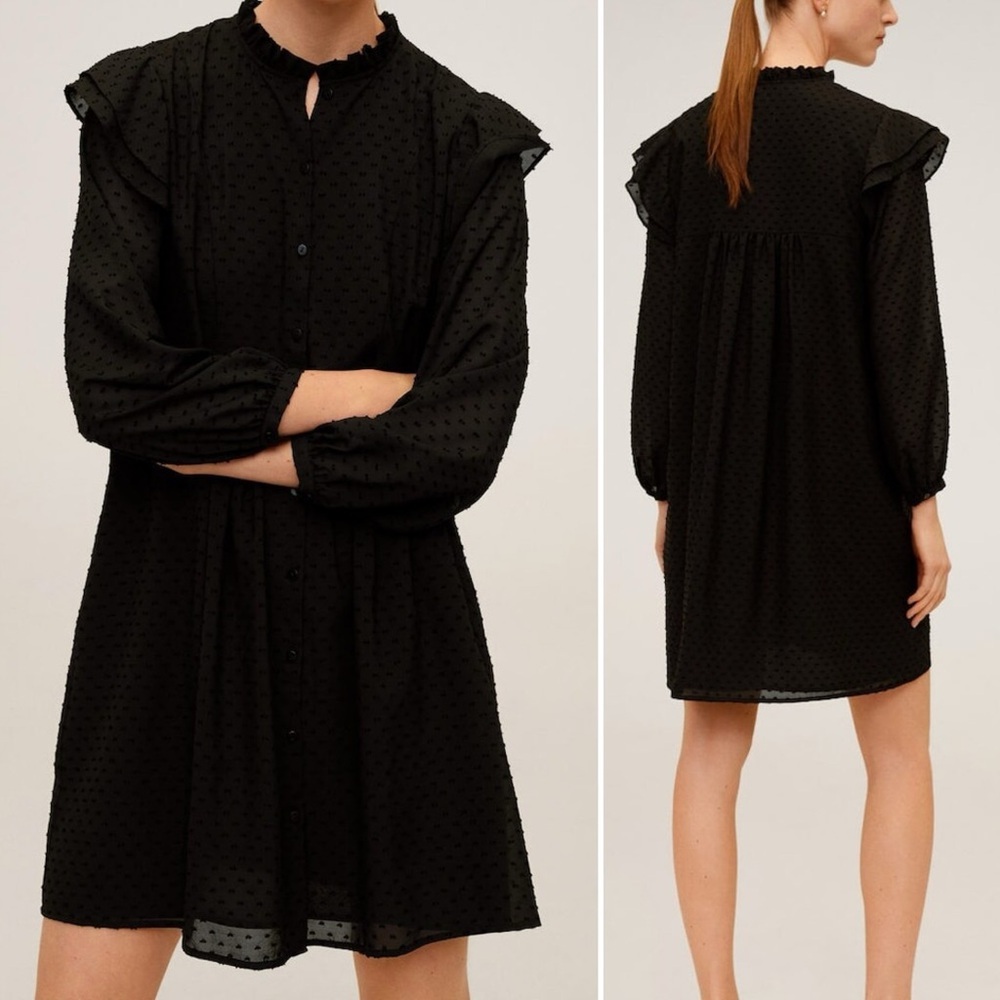 NWT Mango (MNG) Bobo Shirt Dress in Black